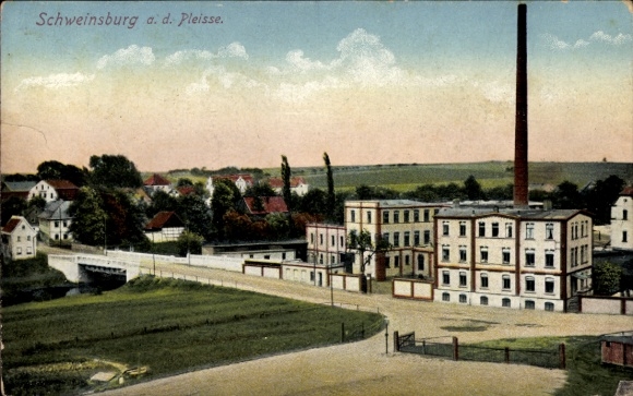 Postcard Schweinsburg Neukirchen Pleiße, factory building