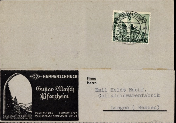Ak Pforzheim im Schwarzwald Baden Württemberg, Reklame, Gema Herrenschmuck, Gustav Maisch