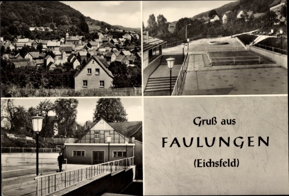 Postcard fouling in Eichsfeld, panorama, partial views