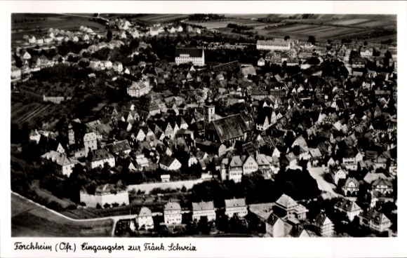 Ak Forchheim in Oberfranken Bayern, Fliegeraufnahme
