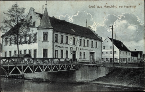 PC Manching in Upper Bavaria, Bürgerliches Bräuhaus, bridge
