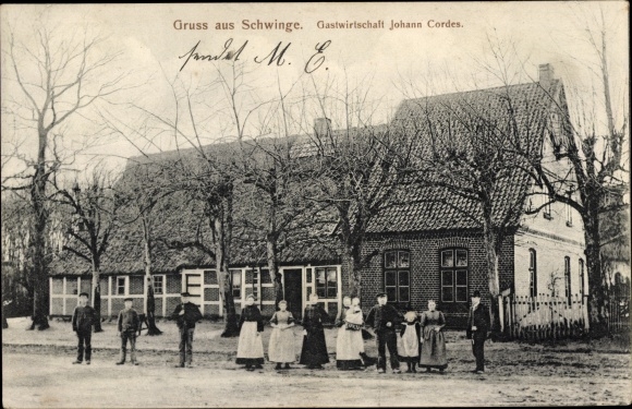 Postcard Schwinge district of Stade, restaurant