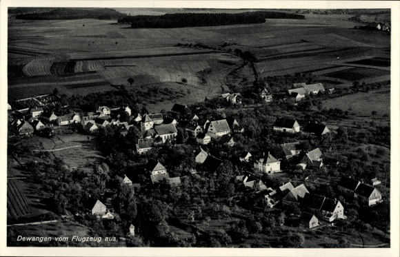 Postcard Dewangen Aalen in Württemberg, aerial view of rural surroundings, numerous houses