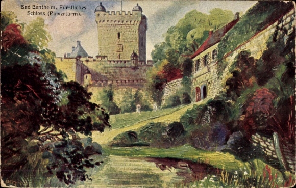 Künstler Ak Bad Bentheim in Niedersachsen, Fürstliches Schloss, Pulverturm