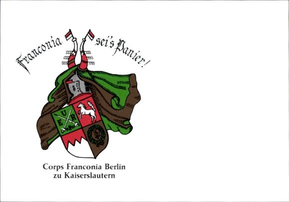 Studentika Postcard Kaiserslautern, Corps Franconia Berlin, Coat of Arms, Im Starennest 15