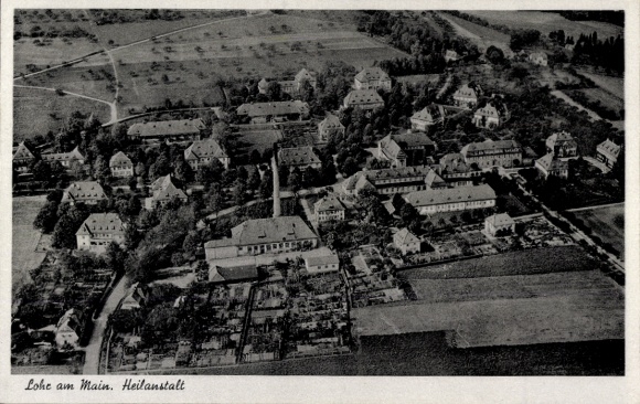Postcard Lohr am Main Lower Franconia, Lohr am Main Health Care Center, aerial photograph