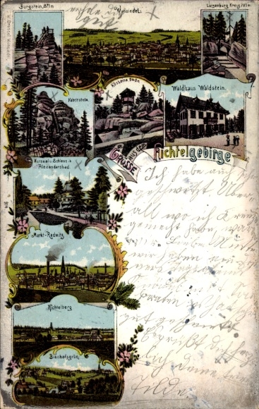 Postcard Bad Alexandersbad in the Fichtelgebirge Upper Franconia, Kursaal, Castle, Waldhaus Waldstein