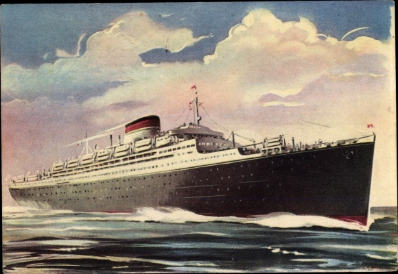 Postcard Steamer Saturnia, Vulcania, Italy Navigation Company