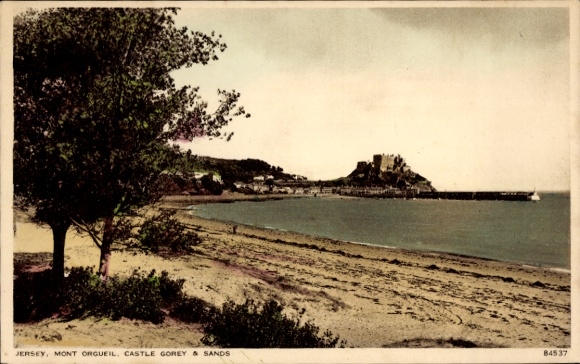 Ak Gorey Kanalinsel Jersey, Mont Orgueil Castle, Strand, Mont Orgueil, Castle Gorey, Sands, Jerse