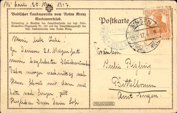 Ak Groothertog Friedrich II van Baden, Levensgrenadiers, Loopgraaf, Rode Kruis, I WO