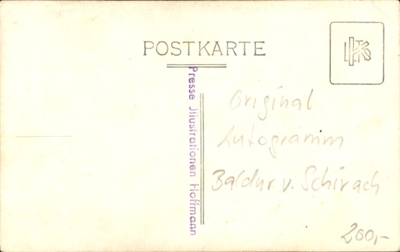 Photo Postcard Baldur von Schirach, Reich Youth Leader, portrait, autograph