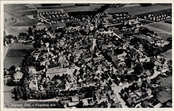 Postcard Aichach in Upper Bavaria Swabia, aerial photograph