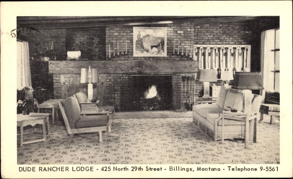 Briefkaart Montana de VS, Kerel Rancher Lodge