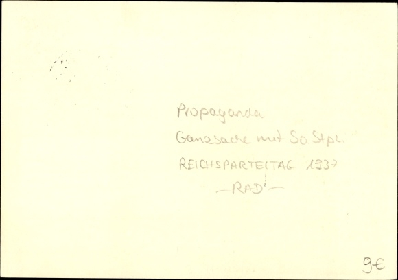 Postal stationery PC Nuremberg, Reich Party Rally 1937, Reich Labor Service, work men, RAD parade