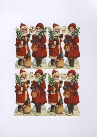 Oblate complete block L&B 33733, Santa Clauses with fir trees
