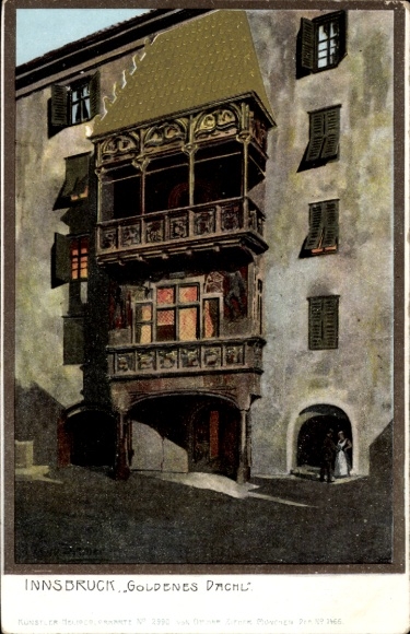 Kunstenaarskaart Diemer, Zeno, Innsbruck in Tirol, Goldenes Dachl