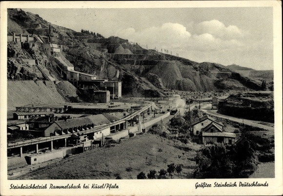 Postcard Rammelsbach in the Palatinate, quarry operation