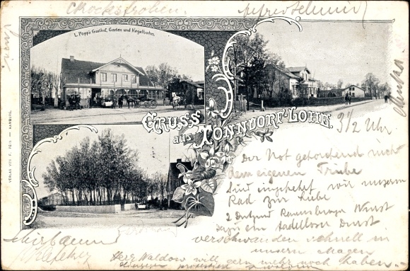 passe-partout Ak Hamburg Wandsbek Tonndorf Lohe, L. Popps Inn, tuin en bowlingbaan