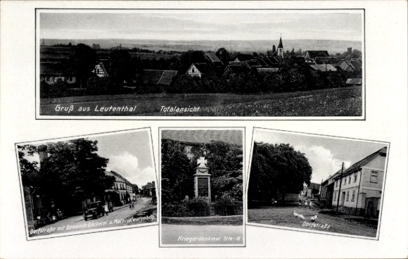Ak Leitenthal Ilmtal Weinstraße Weimarer Land, Totale, Geschäft, Kriegerdenkmal, Dorfstraße