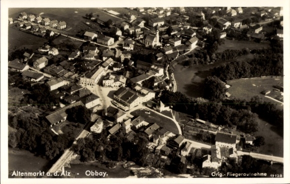 Postcard Altenmarkt an der Alz Upper Bavaria, aerial photograph