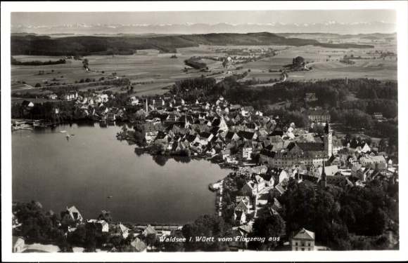 Postcard Bad Waldsee in Upper Swabia Württemberg, aerial photograph, total view