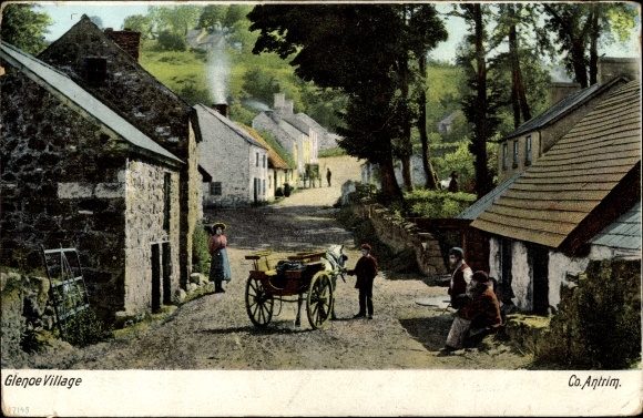 Postcard Glenoe Village County Antrim Northern Ireland, Street Section