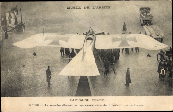 Ak Musee de l'Armee, Monoplan, Flugzeug Taube, Französische Kriegsbeute, I WK
