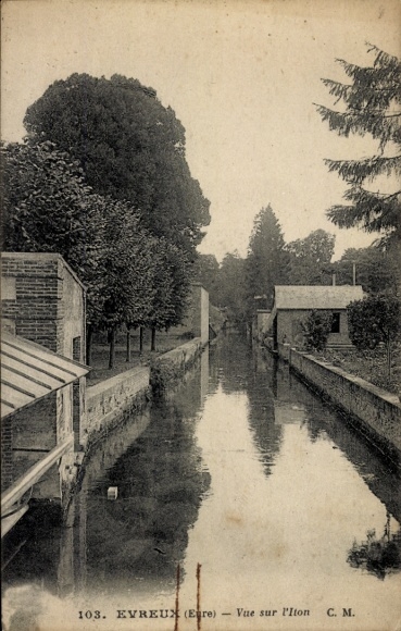 Postcard Evreux Eure, View of the Iton