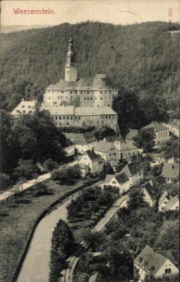 Ak Weesenstein in het Müglitztal Saksen, Kasteel Weesenstein, gedeeltelijk uitzicht