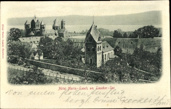 Relief Postcard Glees in the Eifel, Kloster Maria Laach am Laacher See