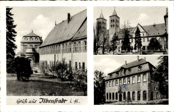 Postcard Ilbenstadt Niddatal in Hesse, church, mothers' rest home
