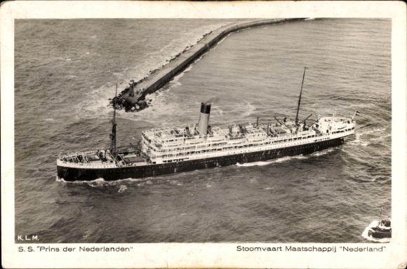 Postcard steamer Prins der Nederlanden, Stoomvaart Maatschappij Nederland