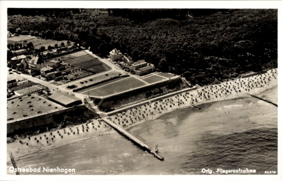 Postcard Ostseebad Nienhagen in the Rostock district, view of the beach, aerial photograph