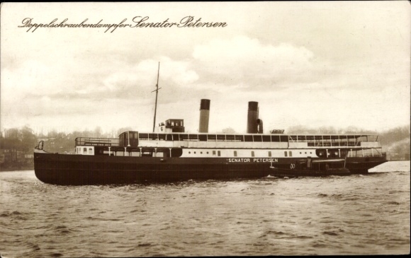 Postcard twin-screw steamer Senator Petersen, HADAG