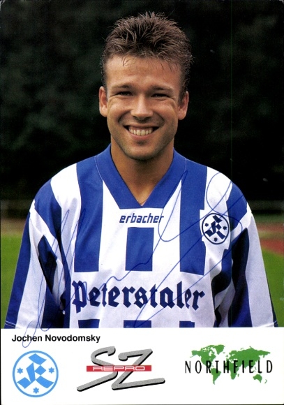 Karta autografu piłkarza Jochena Novodomsky'ego, Stuttgarter Kickers, autograf