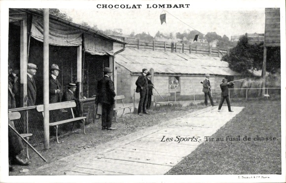 Ak Les Sports, Tir au fusil de chasse, Reklame, Chocolat Lombart
