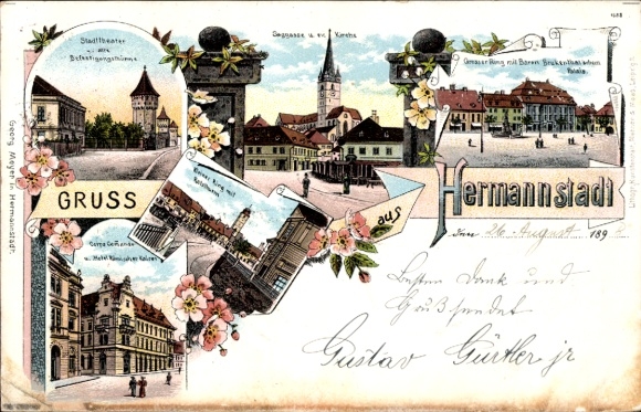 lito Sibiu Nagyszeben Hermannstadt Rumunia, Teatr Miejski, Kościół, Scena Uliczna
