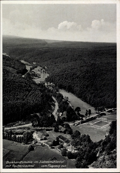 Ak Waldenbuch in Württemberg, Burkhardtsmühle im Siebenmühlental, Freibad