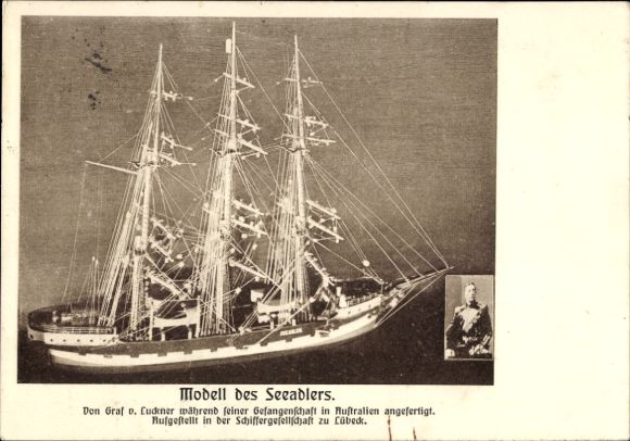 Ak Modell des Seeadlers, Felix Graf von Luckner