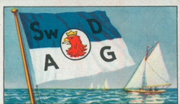 Collectieve afbeelding rederijvlaggen van de wereldkoopvaardijvloot nr. 117, Duitsland, Swinem. Dampfschifffahrt AG