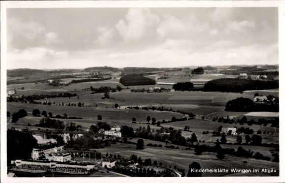 Postcard Wangen im Allgäu, aerial photograph, children's sanatorium