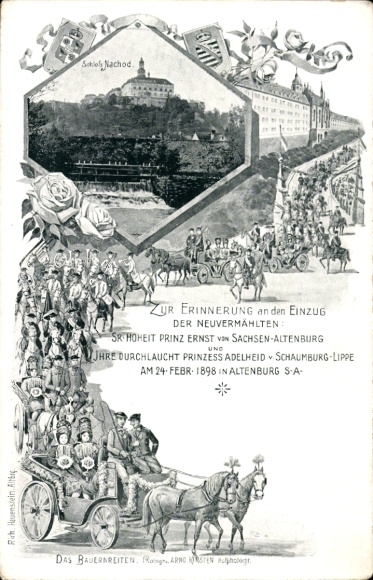 KP Altenburg w Turyngii, wpis 1898 Książę Ernst, księżna Adelheid z Schaumburg Lippe, Nachod