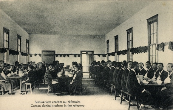 Postcard Korea, Korean seminarians in the dining hall