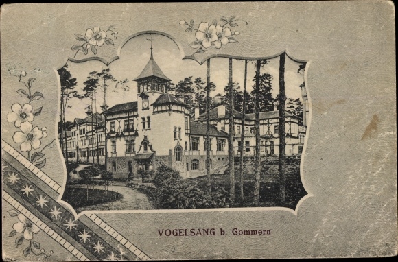 passe-partout ansichtkaart Gommern Saksen Anhalt, sanatorium Vogelsang
