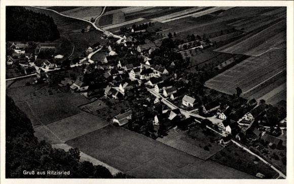Postcard Ritzisried Buch Schwaben, aerial photograph