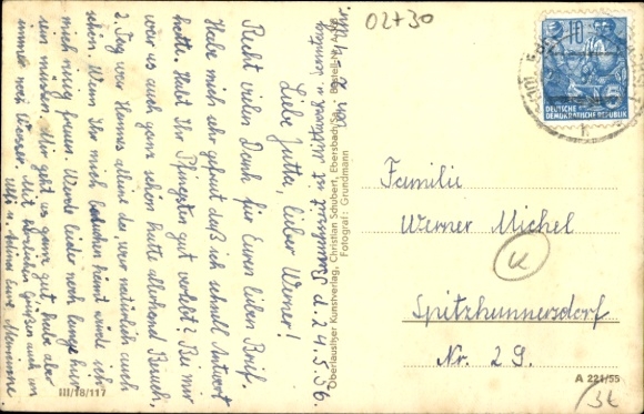 Postcard Ebersbach in Saxony, district hospital from the southwest side