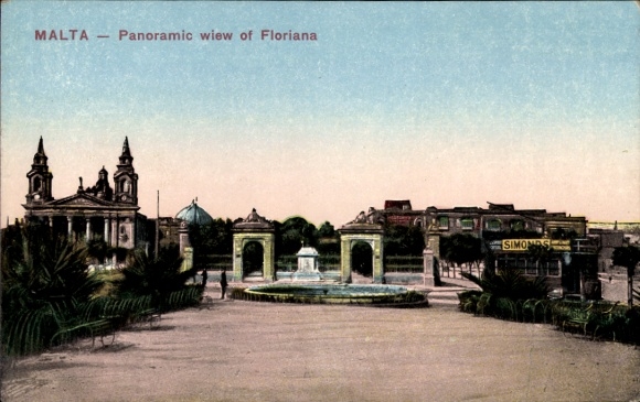Postcard Floriana Malta, panoramic view of the city