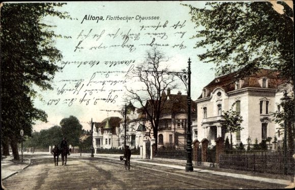 Postcard Hamburg Altona, Flottbecker Chaussée, street view