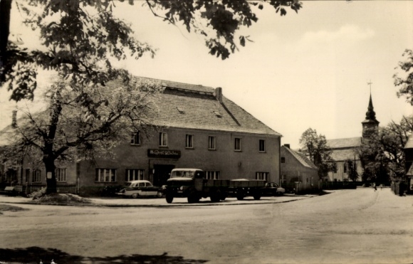 Postcard Uhyst an der Spree Boxberg Oberlausitz, Konsum Restaurant Drei Linden
