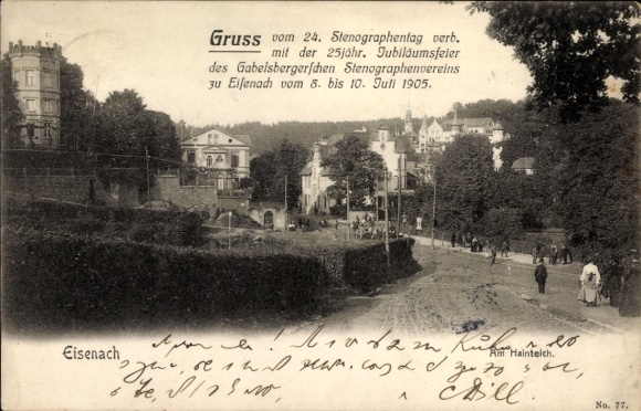 Ansichtkaart Lutherstadt Eisenach in Thüringen, Am Hainteich, 24e Stenografendag 1905